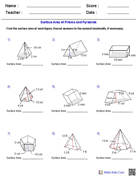 Geometry Worksheets | Volume Worksheets