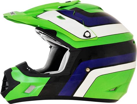 AFX FX-17 Vintage Kawasaki Motorcycle Helmet with Visor, Blue/Green ...