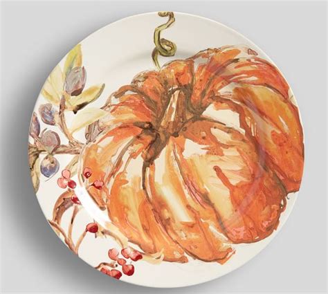 Harvest Pumpkin Stoneware Dinner Plates - Set of 4 | Dinner plates ...