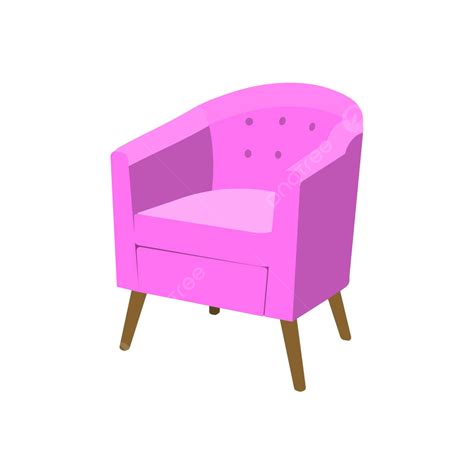Cartoon Pink Armchair With Wooden Legs Cozy Vector Illustration Vector ...