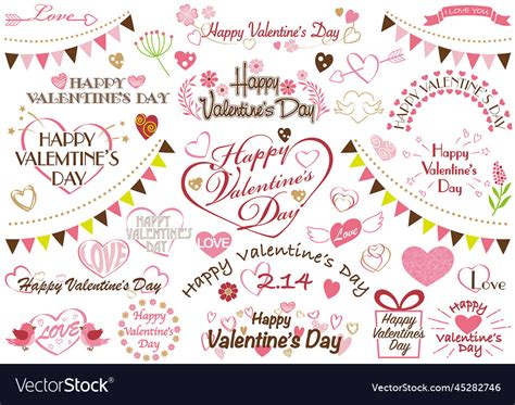 Valentines day logo and design element set Vector Image