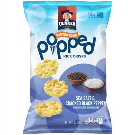 Quaker Popped Sea Salt & Cracked Black Pepper Rice Crisps Snacks, 3 oz - Fry’s Food Stores