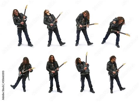 Heavy metal guitar player, playing Stock Photo | Adobe Stock