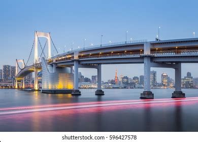 Tokyo Rainbow Bridge Tokyo Tower Twilight Stock Photo 596427578 | Shutterstock