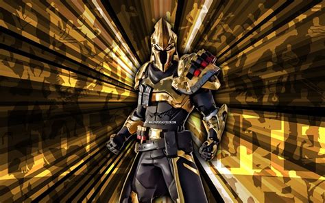 Download 4k, Ultima Knight Fortnite, golden rays background, Ultima Knight Skin, abstract art ...