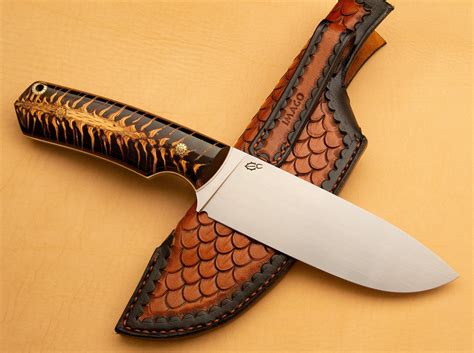 Made custom bushcraft knife with spruce cone handle and custom sheath : r/knives