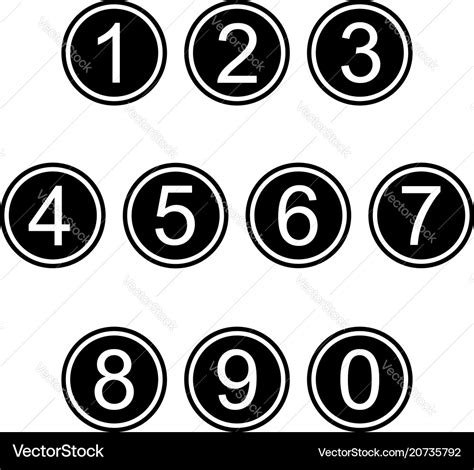 Numbers symbols icons signs black and white set Vector Image