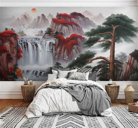 Wall mural Japanese style waterfall | Uwalls.com