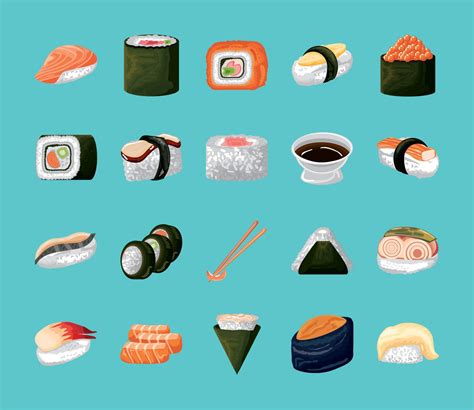 set of sushi 10423549 Vector Art at Vecteezy