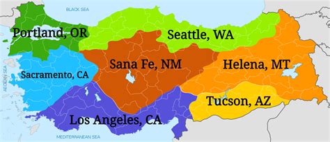 Geographic regions of Turkey and their approximate climate counterparts ...