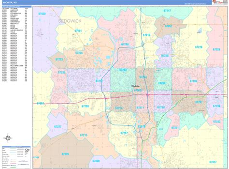 Wichita Kansas Wall Map (Color Cast Style) by MarketMAPS - MapSales