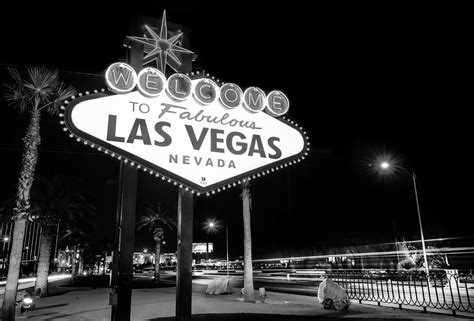 Welcome to Fabulous Las Vegas - Neon Sign in Black and White Photograph ...