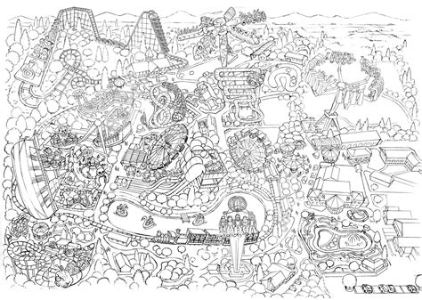 Lightwater Valley theme park map illustration :: Behance