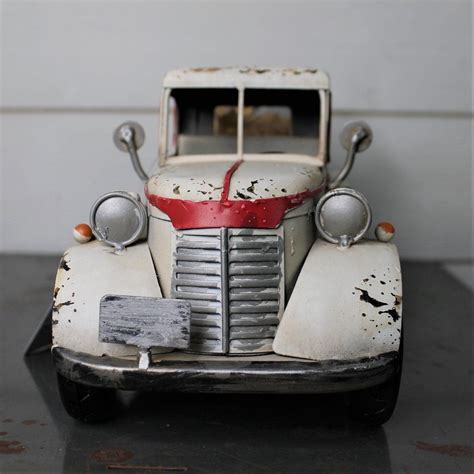 Large Metal Vintage Pick Up Truck Decor, White | Vintage interior ...