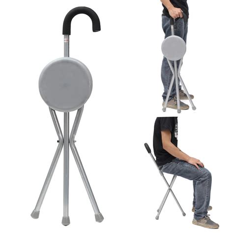 Outdoor travel folding stool chair portable tripod cane walking stick seat camping hiking Sale ...