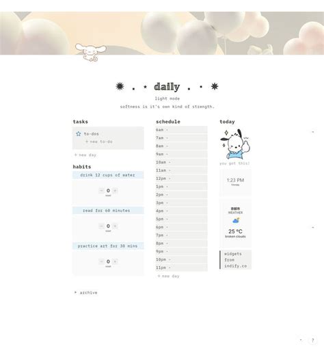 aesthetic cute daily notion planner digital bullet journal kawaii ...