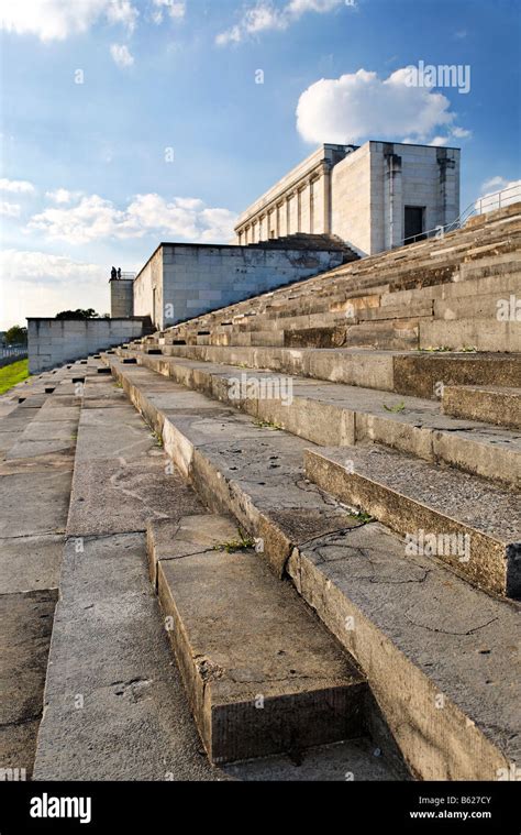 Zeppelin terrace, Nazi party rally grounds, architect Albert Speer, Nuremberg, Middle Franconia ...