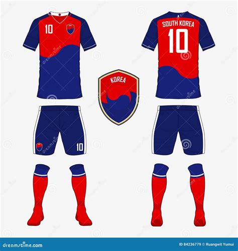 Set of Soccer Jersey or Football Kit Template for South Korea National ...