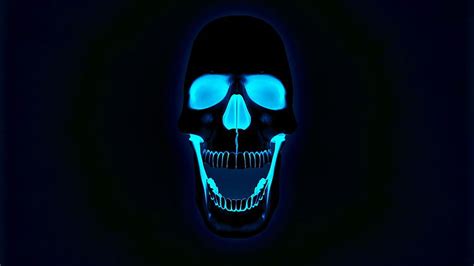 Glowing neon skull, halloween skull HD wallpaper | Pxfuel