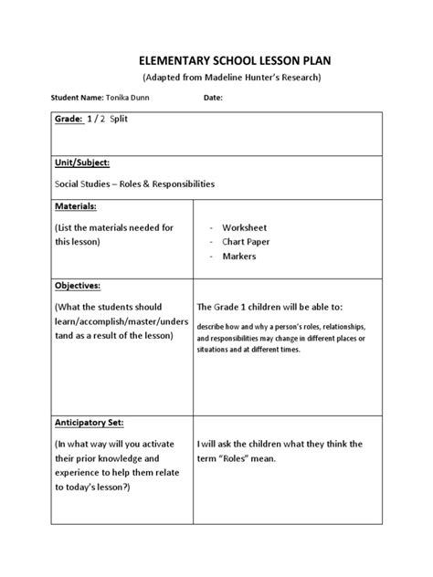 Elementary School Lesson Plan 9 | PDF | Lesson Plan | Educational Psychology