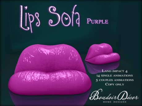 Second Life Marketplace - Boudoir Lips Sofa PURPLE