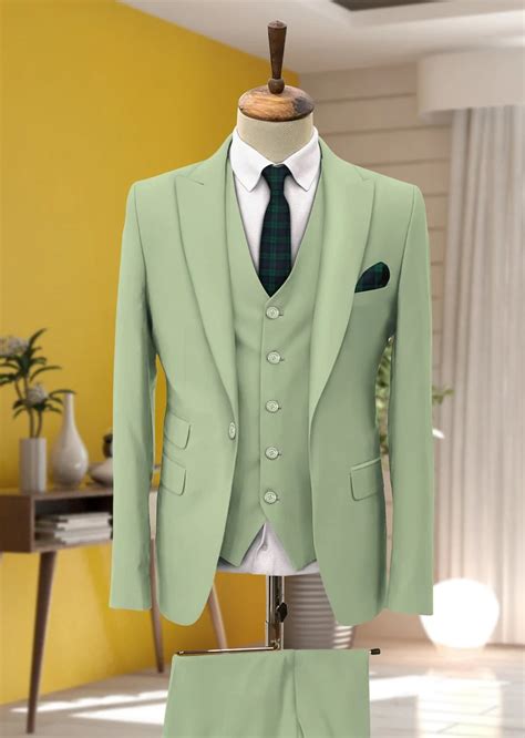 Men Suits Suits for Men Sage Green Three Piece Wedding Suit - Etsy India Green Suit Men, Mens ...