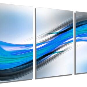 Metal Print Abstract Art Blue Wave Wall Art. Abstract Wave Print ...