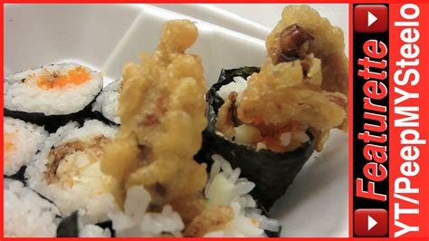 Spider Roll Sushi in Deep Fried Soft Shell Crab Recipe For Eating w/ Wasabi & Soy Sauce - YouTube