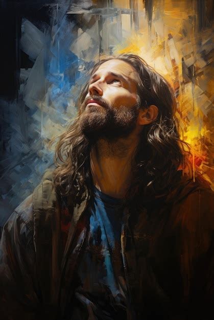 Premium AI Image | A painting of Jesus portrait on colorful background Digital image