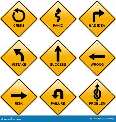 Rhombic Yellow Road Signs With Tools Stock Photo | CartoonDealer.com ...