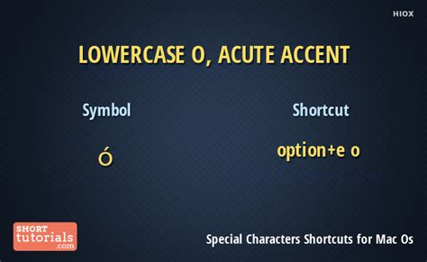 Keyboard Shortcut for Lowercase O With Acute Accent in Mac Os