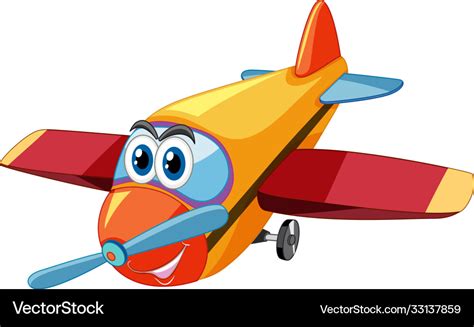 Airplane cartoon character with big eyes isolated Vector Image