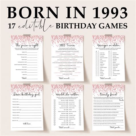 30th Birthday Party Games Bundle Printable Pink Confetti - Etsy