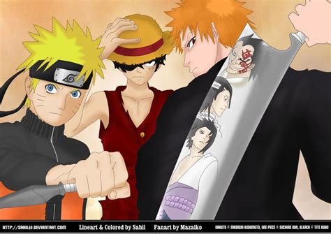 Naruto, Luffy and Ichigo by Sahil69 on DeviantArt