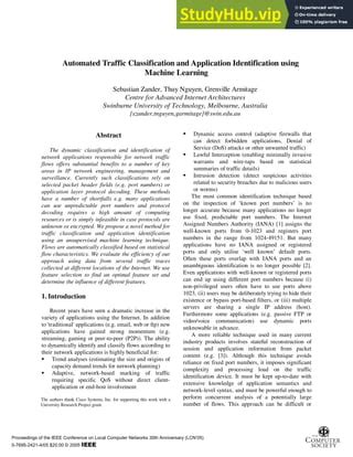 Automated Traffic Classification And Application Identification Using Machine Learning | PDF