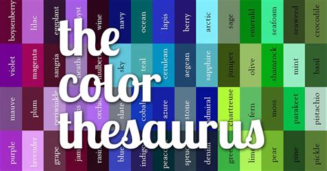 Cool Color Thesaurus! 240 Colors & Names on an Infographic