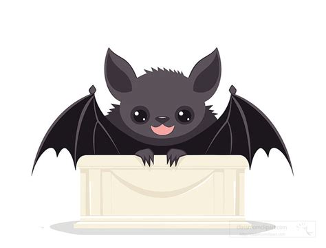 Halloween Clipart-cute baby vampire bat in a coffin