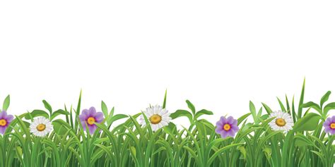 Grass Flowers Realistic Border 4957839 Vector Art at Vecteezy