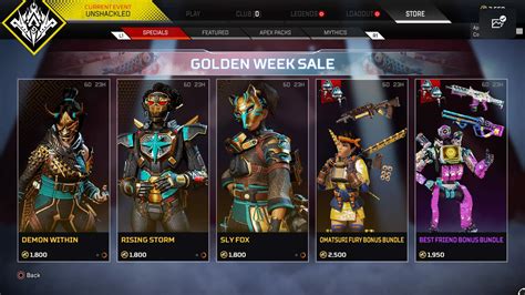 Apex Legends Store Toady April 26, 2022 Item Shop - Golden Week Sale ...