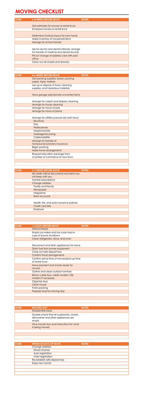 Long Distance Moving Checklist Pdf - Fin Construir