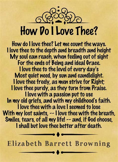 Elizabeth Barrett Browning How Do I Love Thee | Classic poems, Poems, Elizabeth barrett