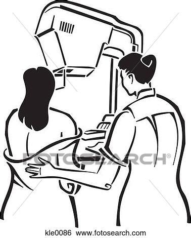 Stock Illustration of A woman having a mammogram kle0086 - Search Clip Art, Drawings, Fine Art ...