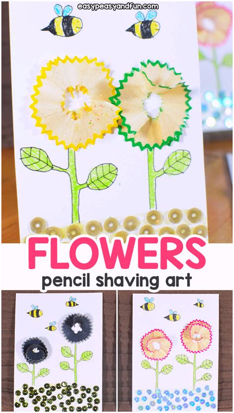 Flowers Pencil Shaving Art - Easy Peasy and Fun