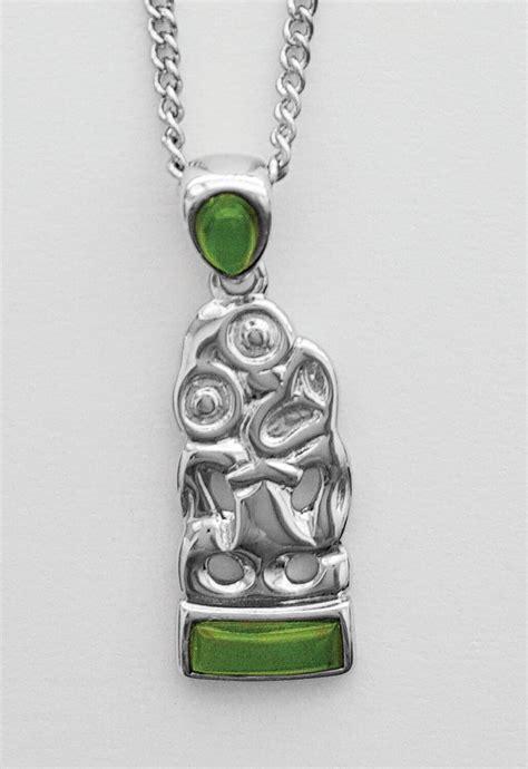 Moko Pounamu Greenstone Tiki Pendant - BRP-P-02