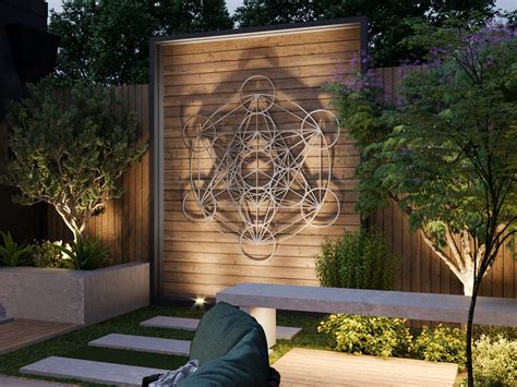 Metatron Cube Outdoor Metal Wall Art, Large Outdoor Sculpture, Sacred Geometry Decor, Stainless ...