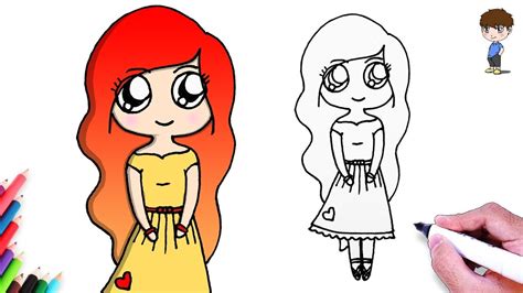 Comment Dessiner une Fille Tumblr aux Cheveux Roux facilement – Dessin Facile a Faire - YouTube