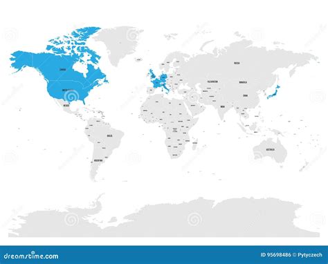 Group Of Seven Countries, G7, Highlighted In The World Map. Vector Illustration | CartoonDealer ...