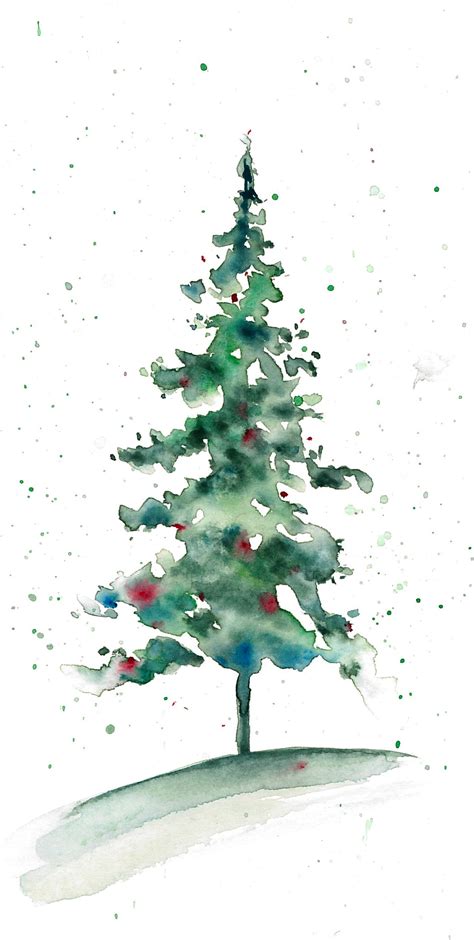 Merry Christmas! Watercolor winter, author: Kinga Grabowska-Bednarz | Tree watercolor painting ...