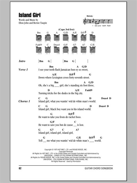 Island Girl by Elton John - Guitar Chords/Lyrics - Guitar Instructor