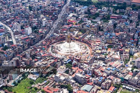 aerial view of boudhanath stupa - buy images of Nepal, stock ...